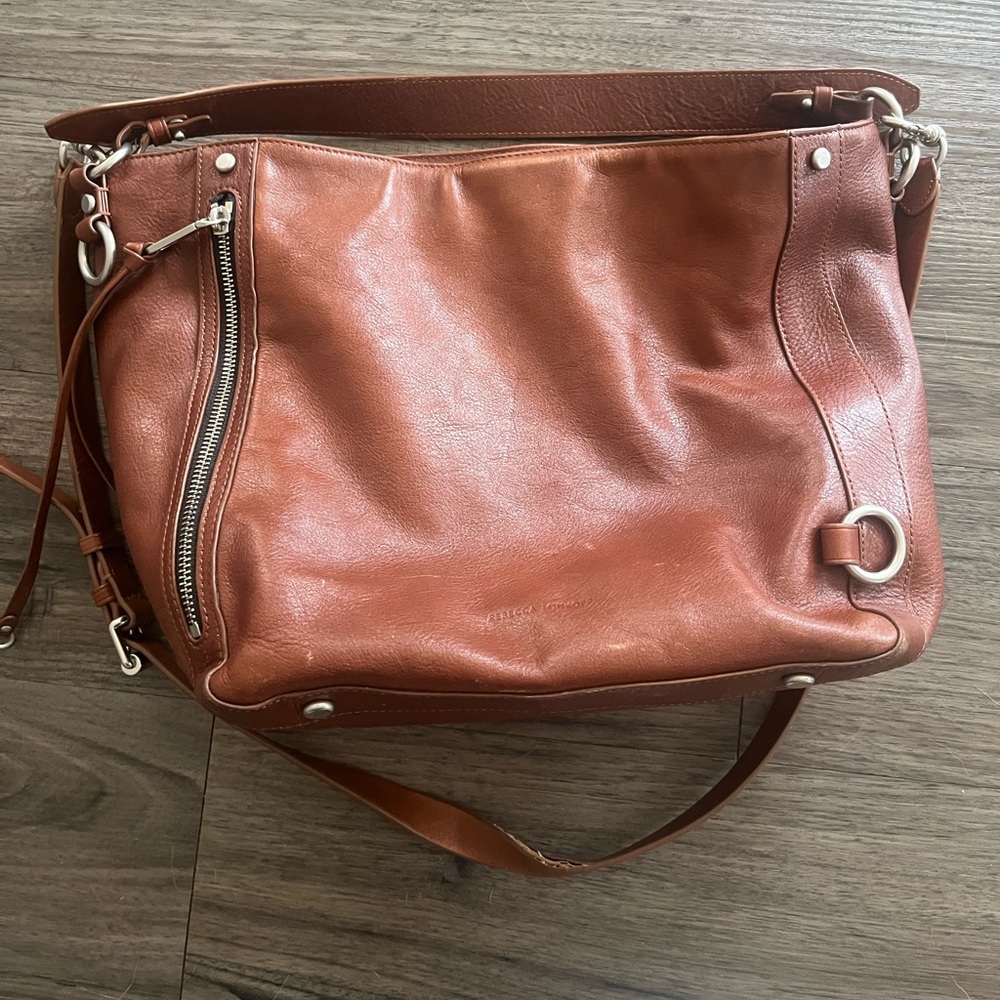 Rebecca Minkoff Brown Leather Shoulder Bag with Adjustable Strap